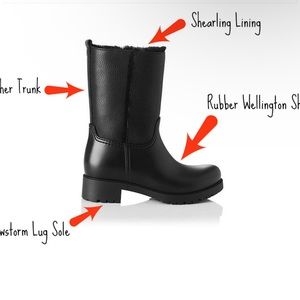 NEW LK Bennett Warren Short Wellie Womens Black Leather/PVC Boot Size 40 EU